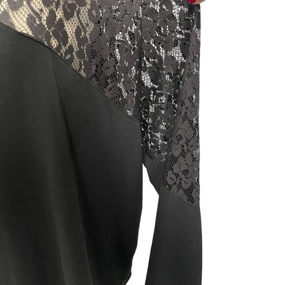 CATO Black Lace Arms Blouse Long Sleeve Womens Plus 26/28 Polyester/Spandex - Picture 2 of 6
